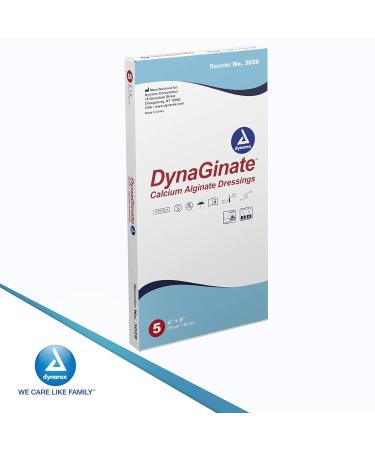Dynarex DynaGinate Calcium Alginate Wound Dressing - Sterile Non-Stick Pads for High Exuding Cuts - 4x8 Box of 5 - International Shipping - Buy Online on GoSupps.com