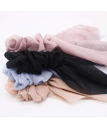 Elegant Scarf Hair Ties for Women Girls - 8 Pcs Double Layer Bow Scrunchies with Assorted Colors - Buy Online on GoSupps.com