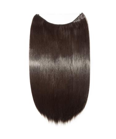 Silk-Co Hair Extensions - Dark Brown 50cm Invisible Cord & Rubber Band Smooth Synthetic Hair Sealing for Women - Buy Online on GoSupps.com