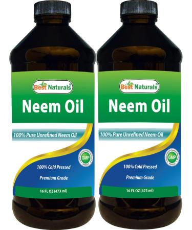 Best Naturals 100% Pure Neem Oil 100% Cold Pressed and Unrefined - 16 OZ (2 Bottles)