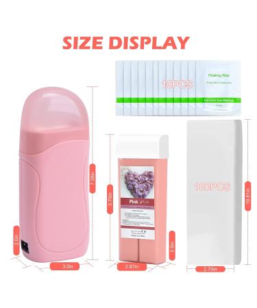 Roll on Waxing Kit for Women & Men - Includes 2 Rose Wax Cartridges, 100 Strips, 10 Wipes - Sensitive Skin Roller Wax Warmer - Buy Online on GoSupps.com