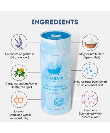 Eco Bath London Skin Conditioning Epsom Salt Bath Soak 1KG with Neroli and Lavender Essential Oils - Magnesium Bath Salts for Post-Workout Recovery - 1 Pack - Buy Online on GoSupps.com