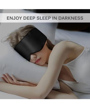 100% Mulberry Silk Sleep Mask - Adjustable Headband, Full Size Large Eye Mask for Total Blackout - Ideal for Men and Women - Perfect for Travel & All Night Sleep - Black - Buy Online on GoSupps.com