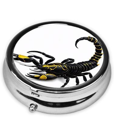 Buy Scorpion Printed Mini Round Pill Box - 3 Compartment Travel Organizer for Medicine | Portable Pill Case for Home & Office Use - Buy Online on GoSupps.com