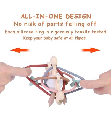 AULEGE Baby Teething Toy | Silicone Teether Toy for Babies 3-12 Months | Rattle Sensory Chew Toys for Teething Relief | BPA Free Beige Navajo White - Buy Online on GoSupps.com