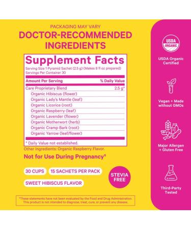 Pink Stork Care Tea: Organic Hibiscus Pregnancy Loss Recovery Blend with Red Raspberry Leaf, Lady's Mantle, and Motherwort - Hormone Balance and Menstrual Cycle Support - 15 Sachets - Buy Online on GoSupps.com
