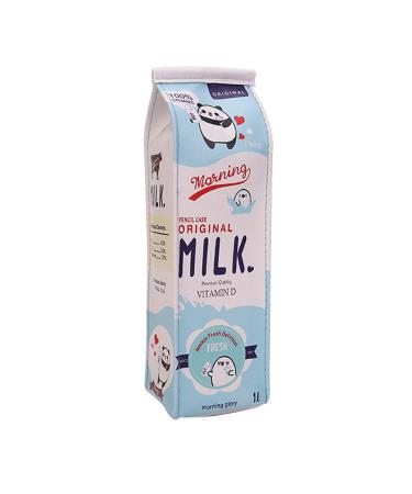 SWIDDUK Modern Creative Pencil Case Milk Carton Design Pen Pouch Makeup Bag One Size Blue