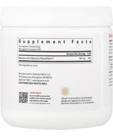 Seeking Health Magnesiummalaat 500 mg 250 g - Buy Online on GoSupps.com