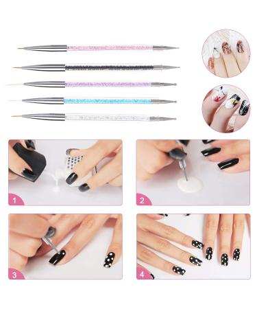 8-Piece Nail Brush Set Acrylic Double-End Brushes Nail Art Sponge & Dotting Tools for Perfect DIY Nail Designs - Buy Online on GoSupps.com
