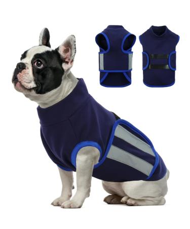 Hjumarayan dog jacket - stretchy dog vest with reflective strip lightweight dog jacket Small dogs comfort coats for dogs comfortable dog vest (M dark blue)