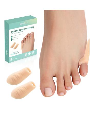 Welnove Tailor's Bunion Corrector Pads - 8 Pack Pinky Toe Protector Bunion Corrector with Separator for Women Men Gel Bunion Shield for Foot Pain Relief Beige(Regular Pads)