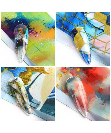 Marble Nail Art Foil Transfer Stickers - 10 Sheets | Holographic Starry Sky Design for Women & Girls - Buy Online on GoSupps.com