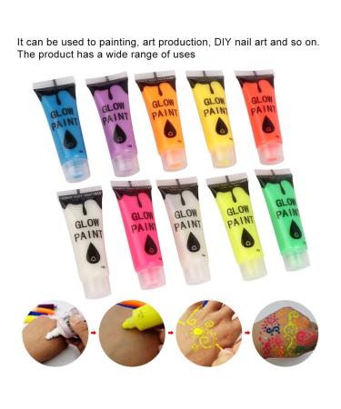 10 Pieces Fluorescent Nail Powder - DIY Body Art & UV Glow Makeup | Neon Black Light Body Paint for Face & Body - Buy Online on GoSupps.com