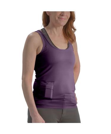 RevelWear Scoop Neck Tank Top for Women with Insulin Pump Holder - Separate Cell Phone Carrying Pocket - Soft Sleeveless Tank Tops for Diabetes Patients Perfect for Running Walking Cycling & Gym 1X Lilac