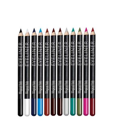 Eye Liner Pencil Set - 12 Assorted Colors Natural Matte Long Lasting Hypoallergenic Eyeliners Eye Makeup Soft Crayon Pencils (Black Gray Brown Plum Purple Lavender Pink etc)