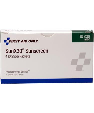 First Aid Only 18-030 SunX30 Sunscreen Towelette (Box of 4) - Buy Online on GoSupps.com