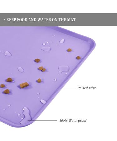 Reopet Waterproof Silicone Pet Feed Mat - Elevated Edges for Dogs & Cats - 47x30 cm Lilac - Non-Slip Easy to Clean - Buy Online on GoSupps.com