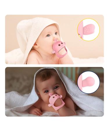 Vicloon Baby Teething Toys 2 Pack - BPA Free Silicone Teether for Infants 3 Years+ | Anti-Drop Mitten Teething Toy for Soothing Sore Gums | Baby Chew Toys in Yellow & Pink - Buy Online on GoSupps.com