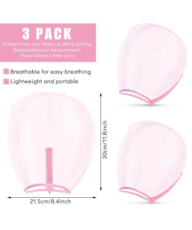 Flutesan 3 Pieces Makeup Protector Hood - Nylon Chiffon Zipper Closure Face Cover for Women | Ideal for Weddings & Beauty (Pink - Buy Online on GoSupps.com