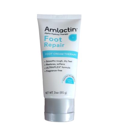 AmLactin Foot Repair Foot Cream Therapy | Smooths Rough  Dry Feet | Powerful Alpha-Hydroxy Therapy Gently Exfoliates | Lactic Acid (AHA) | Softens Tough  Dry Skin Fragrance-free 3 Ounce (Pack of 1)