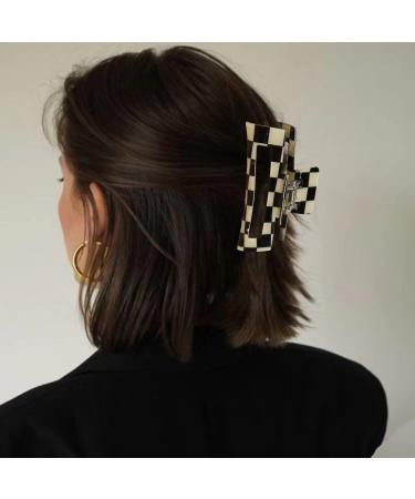 6 Pack Checkered Hair Claw Clips - Multicolored Square Medium Clips for Women & Girls - Non-Slip Styling Accessories with Strong Hold - 3.1 Plaid Design - Buy Online on GoSupps.com