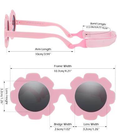 Hifot Baby Sunglasses with Strap - Cute Flower Polarized UV400 Protection for Infant Girls, 0-24 Months - Pink - Buy Online on GoSupps.com