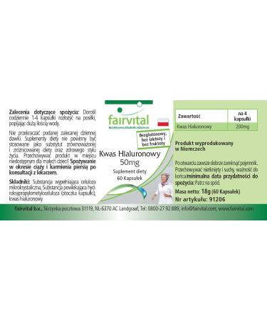  fairvital Fairvital | Hyaluronic Acid 50mg - 15 days - Vegan - 60 Capsules - Buy Online on GoSupps.com