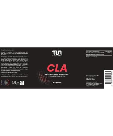 CLA 3000 MG | Action Cibl e sur la Cellulite et la Graisse Abdominale | Br leur 100% Naturel | 80% d Acide Linol ique Conjugu | 90 Capsules pour Homme et Femme | Burner Sans Caf ine | TLN - Buy Online on GoSupps.com