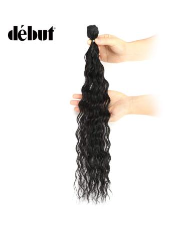 Water Wave Synthetic Hair Bundles with Simple Closure & Frontal Swiss Lace 9pcs - 20 inch 240g High Temp Fiber - 1B - Buy Online on GoSupps.com