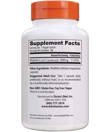 Doctor's Best Vitamin C with Quali-C | 1000 mg - 360 Veggie Capsules - Buy Online on GoSupps.com