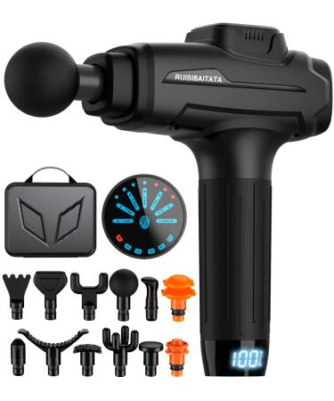 Massage Gun Deep Tissue Percussion Massager for Athletes, Recovery and Pain Relief, Upgrade Silence Handheld Relaxation Electric Massager(Black) R-black