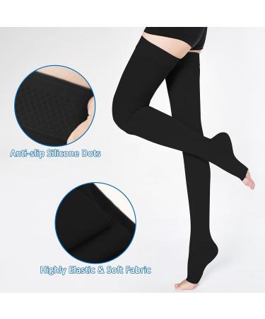 Bella Medical Compression Stockings for Men & Women 20-30 mmHg | Thigh Support Edema Socks | Silicone Band | Black - Buy Online on GoSupps.com