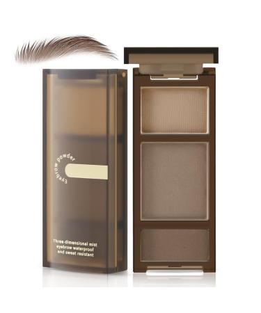 Boobeen 3 Color Eyebrow Powder Palette Waterproof Long-Lasting Nature Eye Brow Powder Brow Definer Powder Makeup to Enhance & Filler Brows Powder Smooth 102#