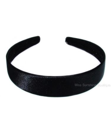 aliceband - plain wide (2.5 cm) flat black satin hairband headband Black