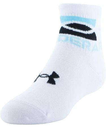 Under Armour Youth Essential Quarter Socks 6-Pack - White/Black/Opal Blue - Small - Buy Online on GoSupps.com
