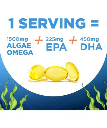 selfevolve Algae Omega 3 1 500mg - Vegan Supplement with Patented Life's Omega 3 - High Dose EPA & DHA - Better Than Fish Oil - Supports Heart Brain Joint Health - 90 Vegan Softgels - Buy Online on GoSupps.com