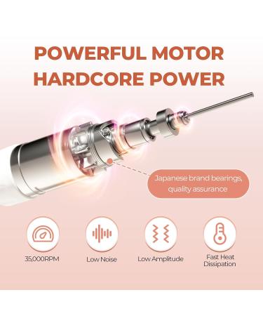 JCMaster Profi Nail Miller - Electric Nail File with Foot Pedal & 6 Bits 35 000 RPM for Gel & Acrylic Nails - Pink - Buy Online on GoSupps.com