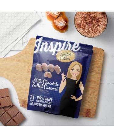 Inspire Milk Chocolate Salted Caramel Whey Protein Isolate Powder - High Protein Low Carb Gluten-Free International Shipping Available - Buy Online on GoSupps.com
