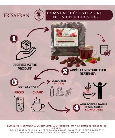  FRISAFRAN FRISAFRAN | Organic Dried Hibiscus Flowers 400g | Organic Hibiscus | Loose Leaf | Jamaican Flower | Detoxifying Draining Infusion | Hibiscus Tea | Iced Tea | Infusion and Herbal Tea | Jamaican Water | Pure Hibiscus - Buy Online on GoSupps.com