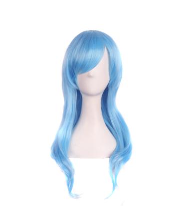 MapofBeauty 28" 70cm Long Curly Hair Ends Costume Cosplay Wig (Azure)