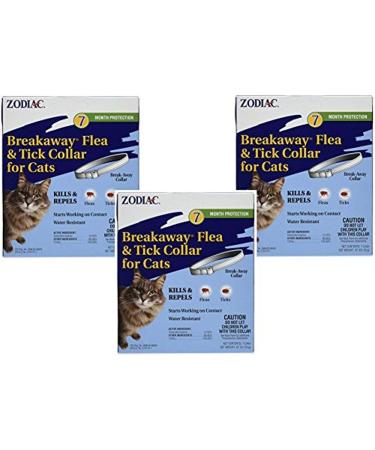 (3 Pack) Zodiac Breakaway Flea and Tick Collar for Cats, 13"