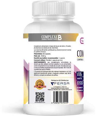 Natural B-Complex Vitamins | Vitamins B1 B2 B3 B5 B6 B9 and B12 | Strengthens the Immune System | Provides Extra Energy | Protect the Cardiovascular System | 60 Capsules - Buy Online on GoSupps.com