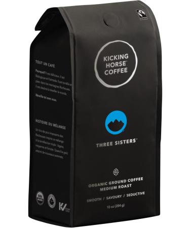 Kicking Horse Coffee Three Sisters Medium Roast Ground 284 g Fairtrade Kosher Coffee & 454 Horse Power Dark Roast Ground 284 g - Certified Organic Fairtrade Kosher Coffee Three Sisters Medium Roast Ground Horse Coffee + Dark Roast Coffee - Buy Online on GoSupps.com
