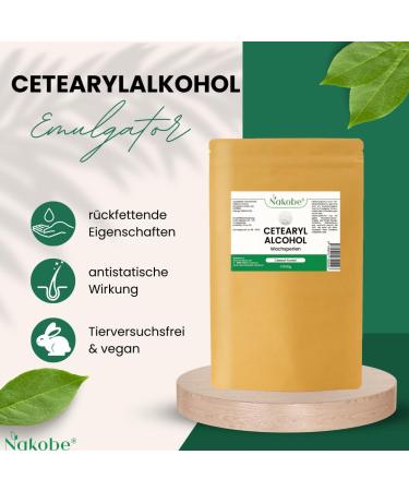 Nakobe Cetearyl Alcohol 1000g - Premium Fatty Alcohol Emulsifier & Consistency Agent for Skincare & Cosmetic Formulations - Buy Online on GoSupps.com