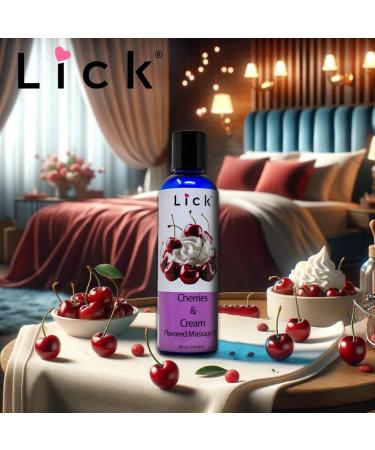 Lick Cherries and Cream Massage Oil - Vitamin E Infused Body Oil for Couples | Perfect for Date Night & Sensitive Skin | 4 Fl. Oz - Buy Online on GoSupps.com