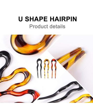 Minkissy U Shape Hair Pins - Tortoiseshell Hair Forks & French Sticks - 3 Pack for Elegant Buns & Hairstyles | International Shipping Available - Buy Online on GoSupps.com