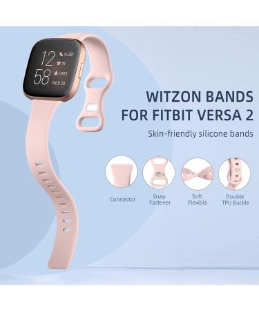 Witzon 4 Pack Slim Bands for Fitbit Versa 2/Versa/Lite/SE - Silicone Replacement Wristbands for Women and Men - Small Black/Gray/Pink Sand/White - Buy Online on GoSupps.com