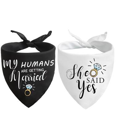My Humans are Getting Married She Said Yes Dog Bandana, Wedding Engagement Photos, Pet Scarf Accessories,Pet Accessories for Dog Lovers, Bridal Shower Gift, Pack of 2 - Buy Online on GoSupps.com