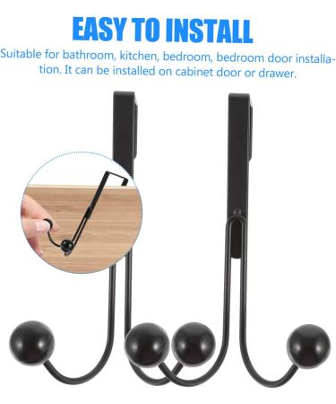 KICHOUSE 2pcs Double Hook Wall Mounted Organizer Over Door Storage Rack Door Hanger Metal Clothes Hook 14x9cm Black - Buy Online on GoSupps.com