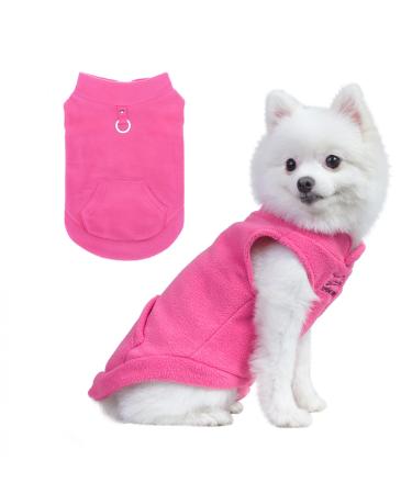 EXPAWLORER Polar Fleece Vest Dog Clothes - Fall Dog Sweater Pet Clothing, Warm Soft Pullover Sleeveless Dog Jacket with Small Pocket, Cold Winter Coat for Small Medium Large Dogs Medium Hot Pink